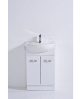 550 Gloss White Semi Recessed Two Doors with Handle Floor Mounted Vanity Unit - Cobbler