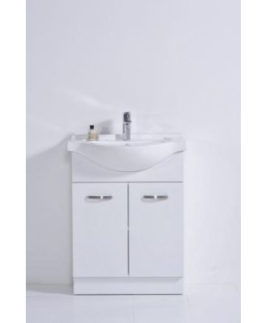 650 Gloss White Semi Recessed Two Doors with Handle Floor Mounted Vanity Unit - Cobbler