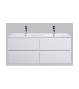 1500 Matte White Four Drawers with Double Bowls Wall Hung Vanity Unit - Yoko