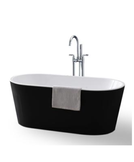 1700*800mm Matte Black Slim Lip Acrylic Freestanding Bath