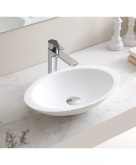 500*320*100mm Matte White Oval Above Counter Marble Stone Basin - Phoenix