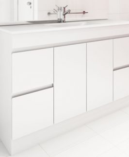 1200 Gloss White Two Doors Four Drawers Floor Mounted Vanity Unit - Alice