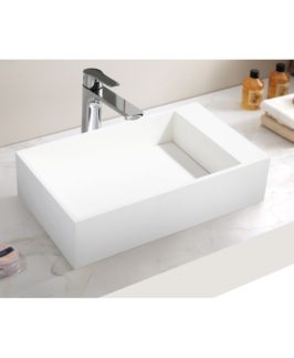 600*350*150mm Gloss White Rectangle Above Counter Marble Stone Basin - Savannah