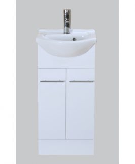 400 Gloss White Semi Recessed Two Doors with Handle Floor Mounted Vanity Unit - Cobbler