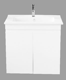 600*360 Compact Gloss White Two Doors Wall Hung Vanity Unit - Lucas Slim