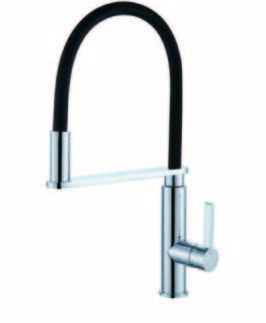 Sink Mixer with Pull Out in Black Hose Chrome - Jess
