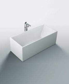 1500*750mm Gloss White Back to Wall Acrylic Freestanding Bath - Quattro