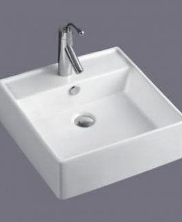 410*410*150mm Square Above Counter with Overflow Ceramic Basin