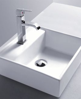 440*440*100mm Square Above Counter with Overflow Ceramic Basin