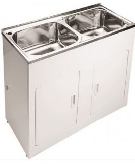 45L+45L Double Bowls Laundry Trough and Cabinet 1160*500*870mm