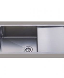 Hand Made Stainless Steel Square Single Bowl Drop In/Undermount Kitchen Sink with Drainer 980*450*240mm