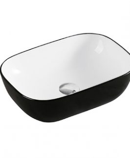 460*320*135mm Gloss Black Oval Above Counter Ceramic Basin - Lucerne