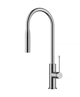 Sink Mixer with Pull Out Goose Neck and Pin Handle Brushed Nickel - Naxos