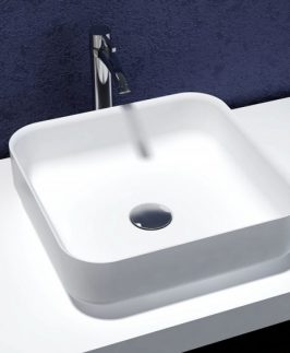 360*360*130mm Matte White Square Above Counter Marble Stone Basin - Bliss