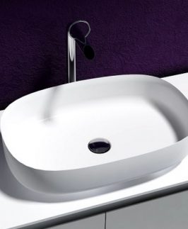 540*361*130mm Matte White Oval Above Counter Marble Stone Basin - Lila