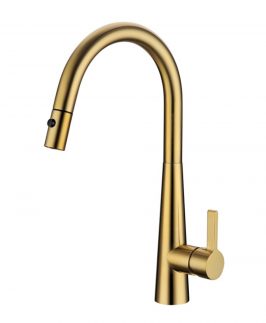 Sink Mixer with Pull Out Goose Neck Brushed Gold - Lorena