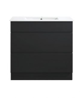 900 Gloss Black Two Drawers Floor Mounted Vanity Unit - Core
