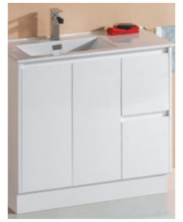 900 Matte White Two Doors Two Drawers Floor Mounted Vanity Unit - Sammy