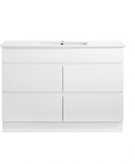 1200 Matte White Four Drawers Floor Mounted Vanity Unit - Core