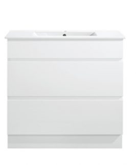 900 Matte White Two Drawers Floor Mounted Vanity Unit - Core