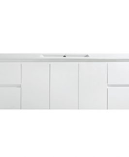 1500 Matte White Three Doors Four Drawers Wall Hung Vanity Unit - Willow