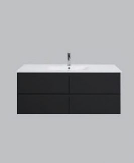 1500 Gloss Black Four Drawers Wall Hung Vanity Unit - Yoko