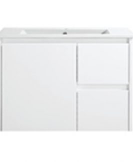 750 Matte White One Door Two Drawers Wall Hung Vanity Unit - Willow