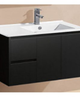 900 Gloss Black Two Doors Two Drawers Wall Hung Vanity Unit - Willow