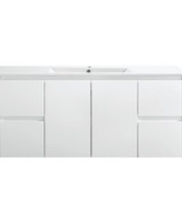 1200 Matte White Two Doors Four Drawers Wall Hung Vanity Unit - Willow