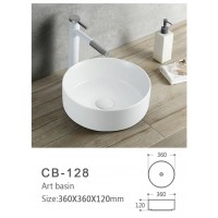 360*360*120mm Matte White Round Above Counter Ceramic Basin