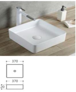 370*370*120mm Matte White Square Above Counter Ceramic Basin