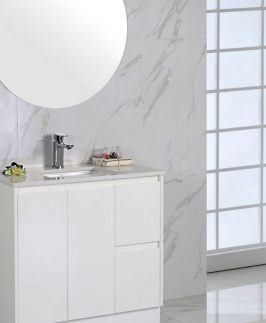 900 Gloss White Two Doors Two Drawers Floor Mounted Vanity Unit - Alice