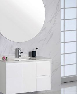 1200 Gloss White Two Doors Four Drawers Wall Hung Vanity Unit - Alice