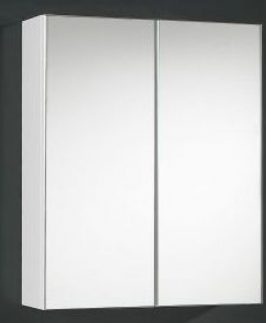 600*750 Gloss White Two Doors Bevelled Edge Mirror Shaving Cabinet Unit