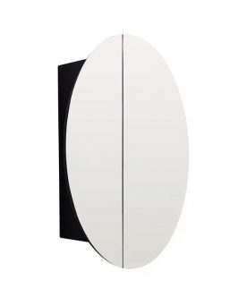 900*900 Matte Black Two Doors Round Mirror with Matte Black Frame Shaving Cabinet