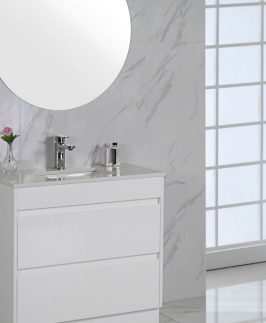 900 Gloss White Two Drawers Floor Mounted Vanity Unit - Leona