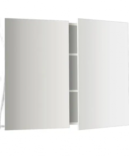 600*750 Matte White Marble Two Doors Polished Edge Mirror Shaving Cabinet Unit - Mars