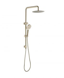 Round Shower Combo with Rail Brushed Gold