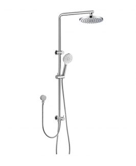Round Shower Combo with Rail (Twin Hose) Chrome