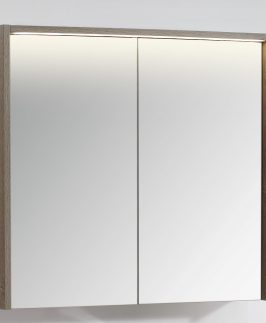 750*720 Divine Oak Two Doors LED Mirror Shaving Cabinet Unit - Neon