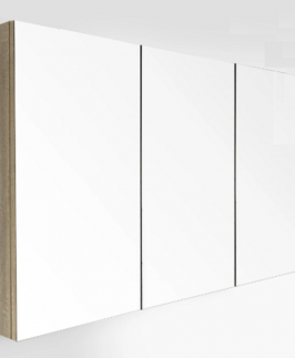 1200*750 Light Oak Three Doors Polished Edge Mirror Shaving Cabinet Unit - Nutro