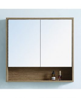 600*750 Dark Walnut Two Doors Polished Edge Mirror Shaving Cabinet Unit - HW