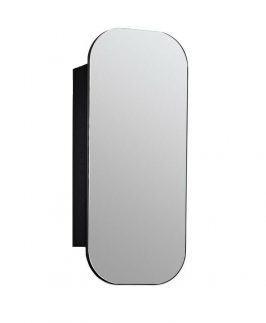 500*1000 Matte Black One Door Oval Mirror Shaving Cabinet