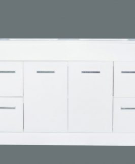 1200 Gloss White Two Doors Four Drawers with Double Bowls with Handle Floor Mounted Vanity Unit - Euro