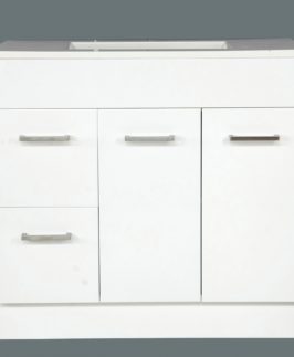 1200 Gloss White Two Doors Two Drawers with Handle Floor Mounted Vanity Unit - Euro