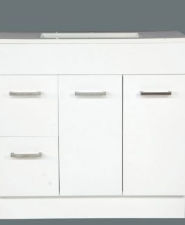 800 Gloss White Two Doors Two Drawers with Handle Floor Mounted Vanity Unit with Center Bowl - Euro