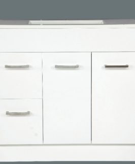 1200*360 Compact Gloss White  Two Doors Two Drawers with Handle Floor Mounted Vanity Unit - Euro Slim