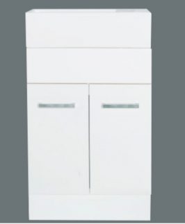 500 Compact Gloss White Two Doors with Handle Floor Mounted Vanity Unit - Euro Slim