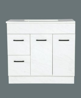1200 Matte White Marble Two Doors Two Drawers with Handle Floor Mounted Vanity Unit - Mars
