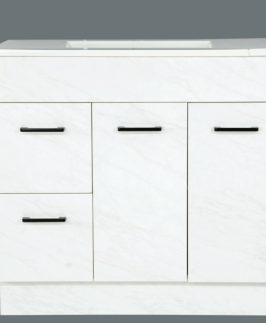 900 Matte White Marble Two Doors Two Drawers with Handle Floor Mounted Vanity Unit - Mars